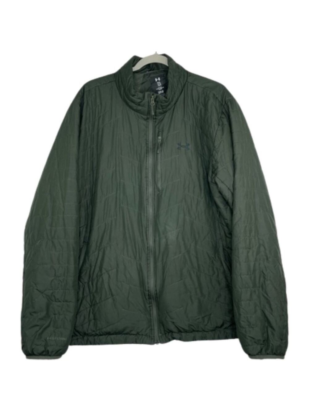 Under Armour Storm Cold Gear quilted olive green full zip fitted jacket size XXL